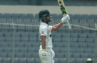 Pakistan batter Abdullah Fazal during a training session before the Test series.