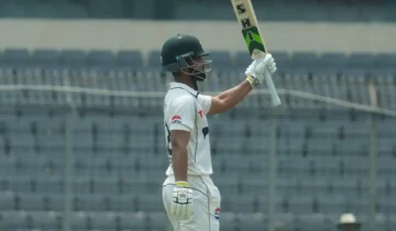 Pakistan batter Abdullah Fazal during a training session before the Test series.