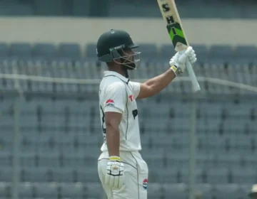 Pakistan batter Abdullah Fazal during a training session before the Test series.
