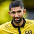 Pakistan footballer Abdullah Iqbal during his UEFA Champions League qualifying debut for Mjällby.