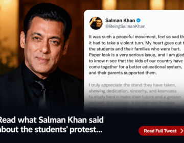 Bollywood actor Salman Khan supports the student protest in India and calls for education reforms.